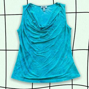 Y2K Aquamarine Cowl Neck Top